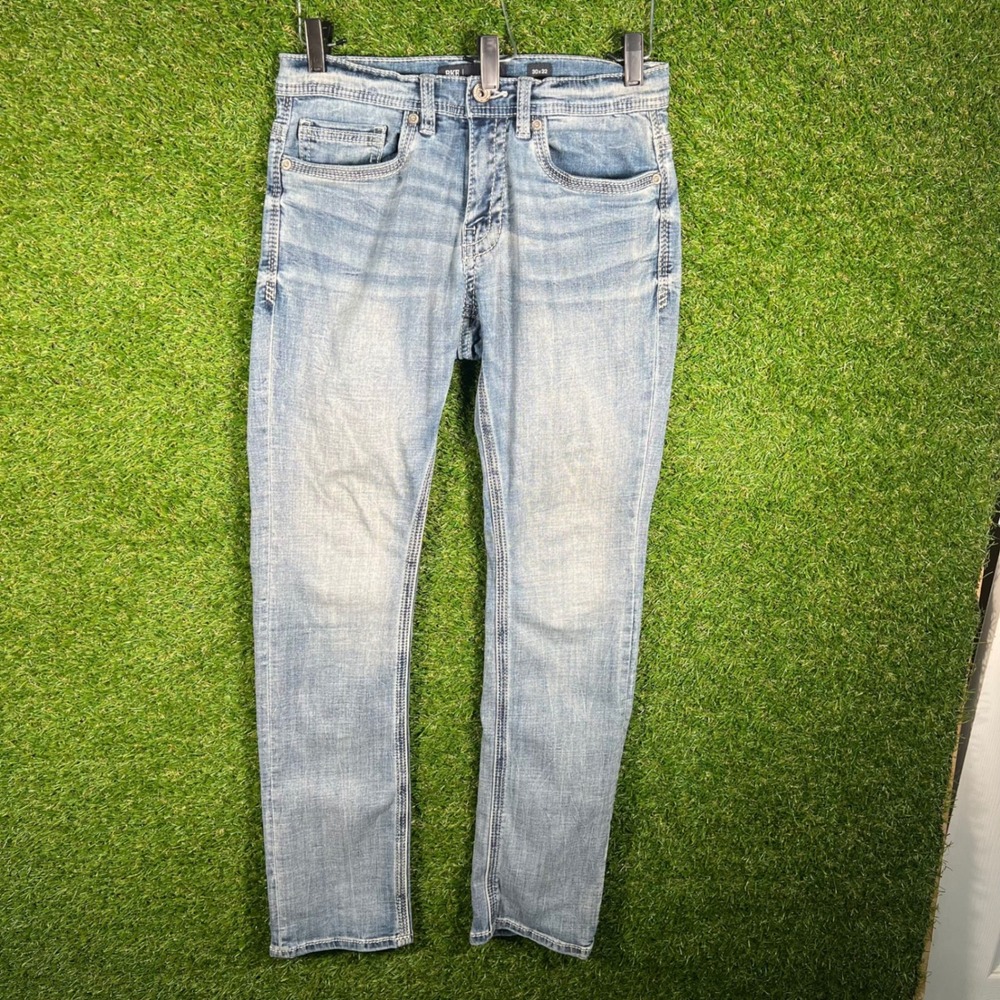BKE Alec Slim Fit Jeans Mens 30x32 Light Wash Blue Denim Stretch 3958